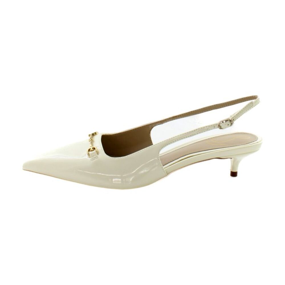 Sam Edelman White Patent Leather Pointed Slingback Kitten Heel - Picture 2 of 8